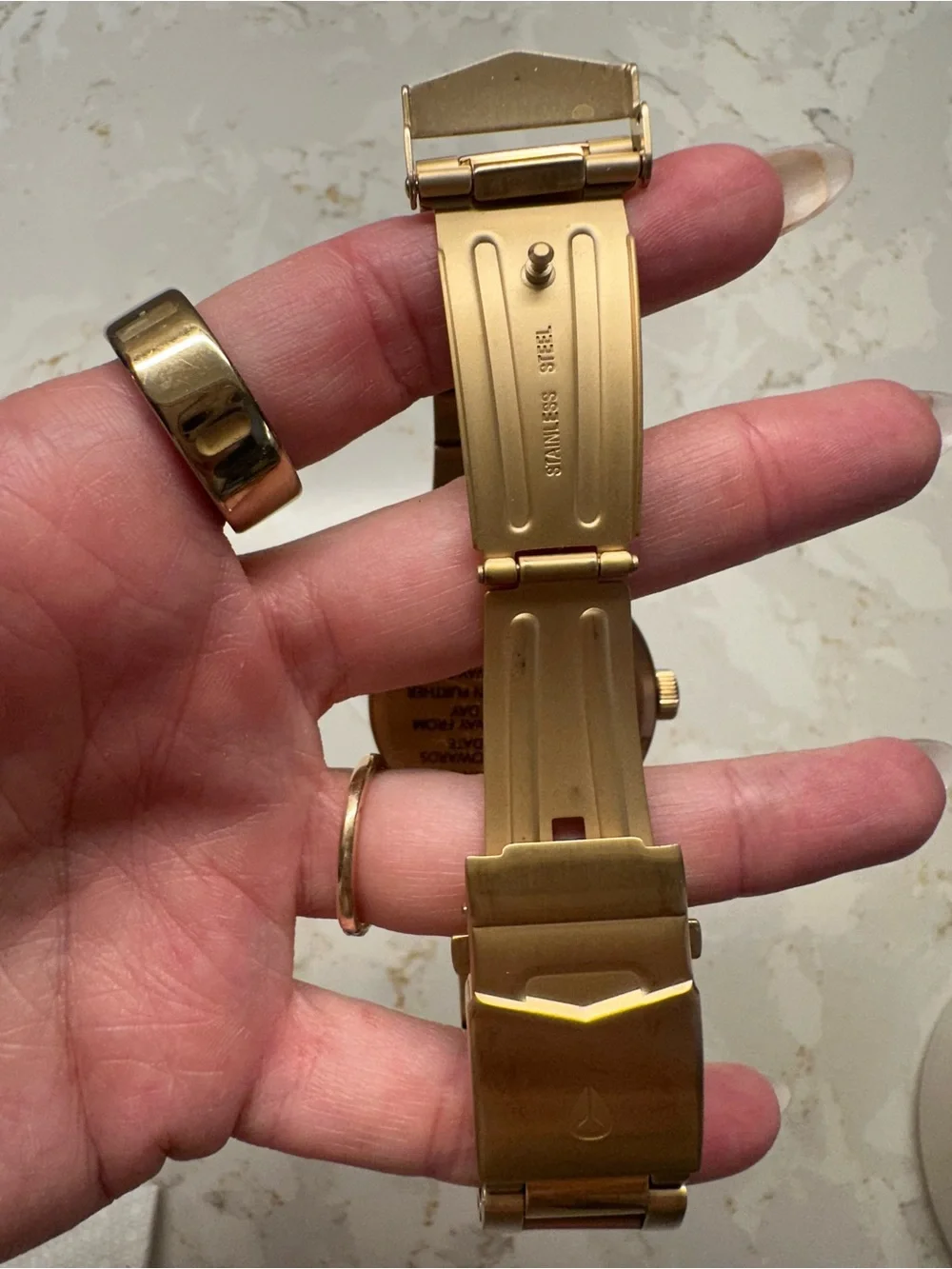 Nixon Gold-Tone Bracelet Watch with Green Dial